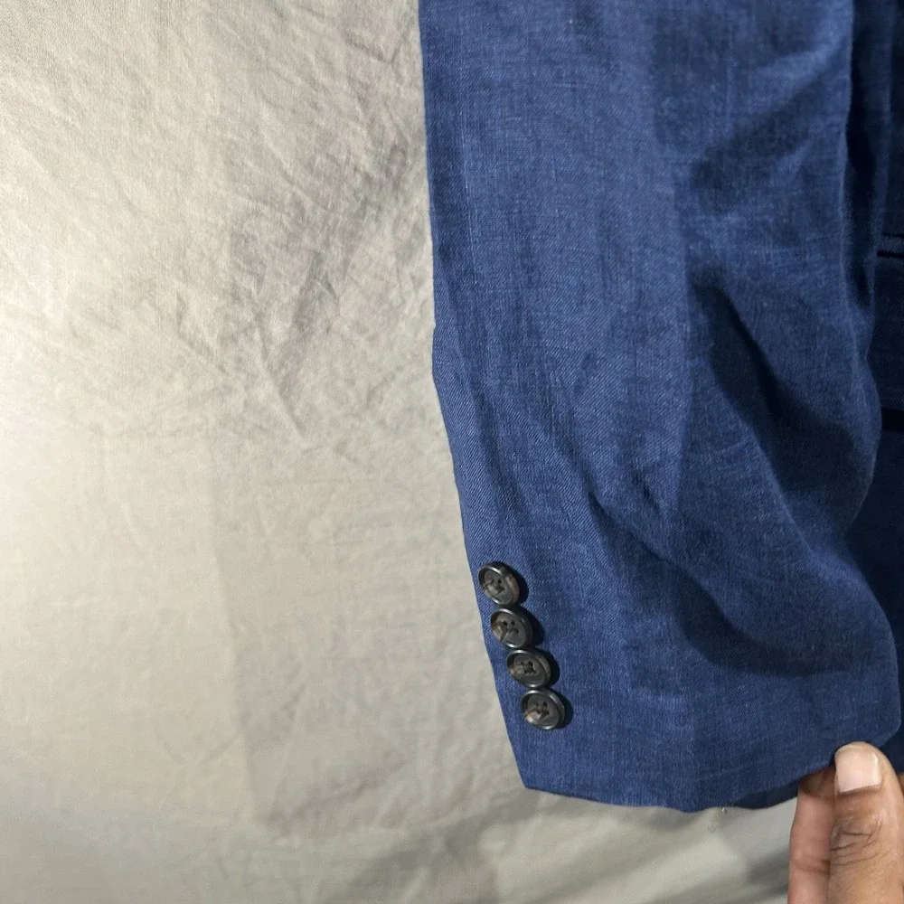 Lauren Ralph Lauren Mens 43R 100% Linen Blazer Blue Two Button Sport Coat Macys